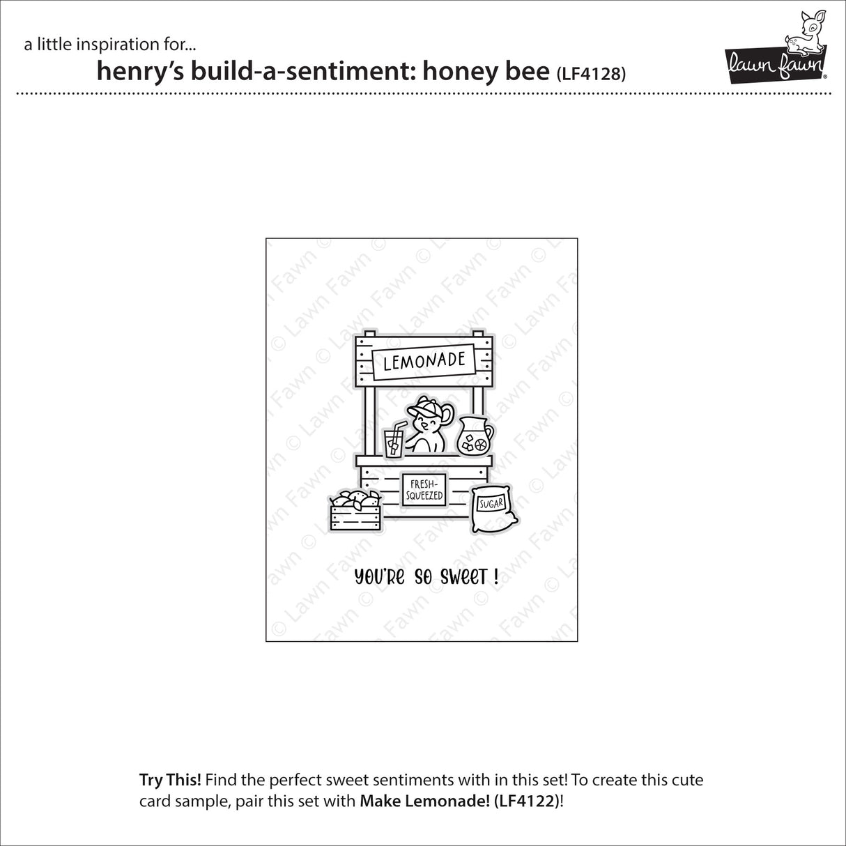 Lawn Fawn Henry's Build-A-Sentiment: Honey Bee (LF4128)