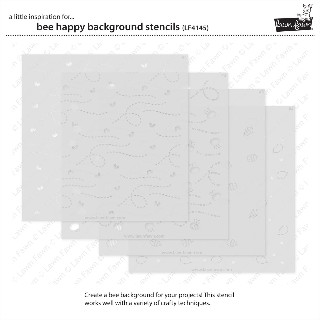 Lawn Fawn Bee Happy Background Stencils (LF4145)
