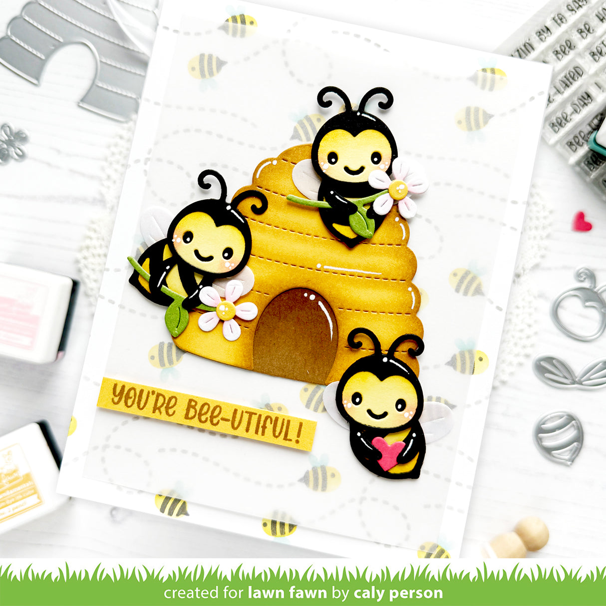 Lawn Fawn Bee Happy Background Stencils (LF4145)