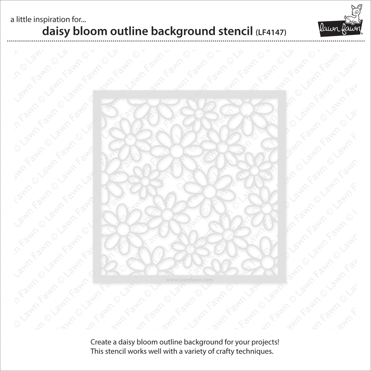 Lawn Fawn Daisy Bloom Outline Background Stencil (LF4147)