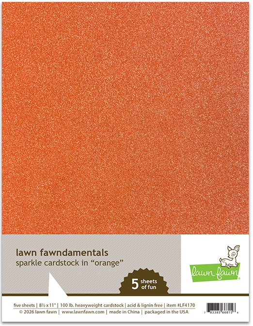 Lawn Fawn Sparkle Cardstock - Orange - LF4170
