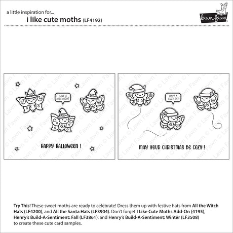 Lawn Fawn I Like Cute Moths Stamp and Dies Bundle - LF4193/LF4192