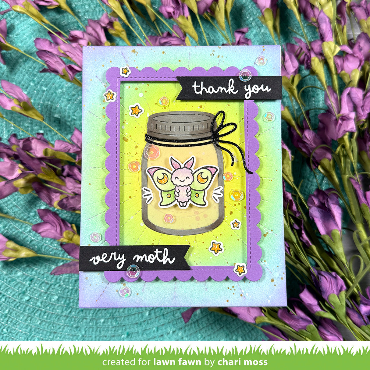 Lawn Fawn I Like Cute Moths Stamp and Dies Bundle - LF4193/LF4192