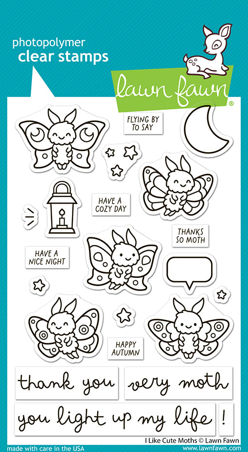 Lawn Fawn I Like Cute Moths Stamp and Dies Bundle - LF4193/LF4192