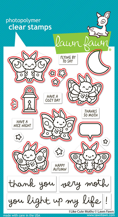 Lawn Fawn I Like Cute Moths Stamp and Dies Bundle - LF4193/LF4192