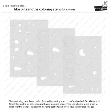 Lawn Fawn I Like Cute Moths Coloring Stencils - LF4194