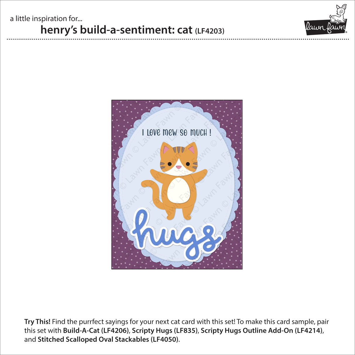 Lawn Fawn Henry's Build-A-Sentiment: Cat Stamps - LF4203