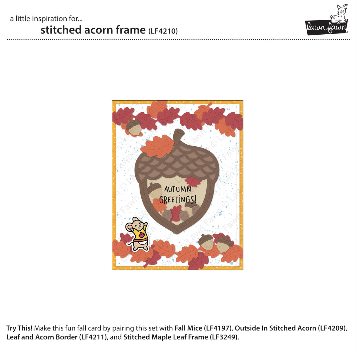 Lawn Fawn Stitched Acorn Frame Dies - LF4210