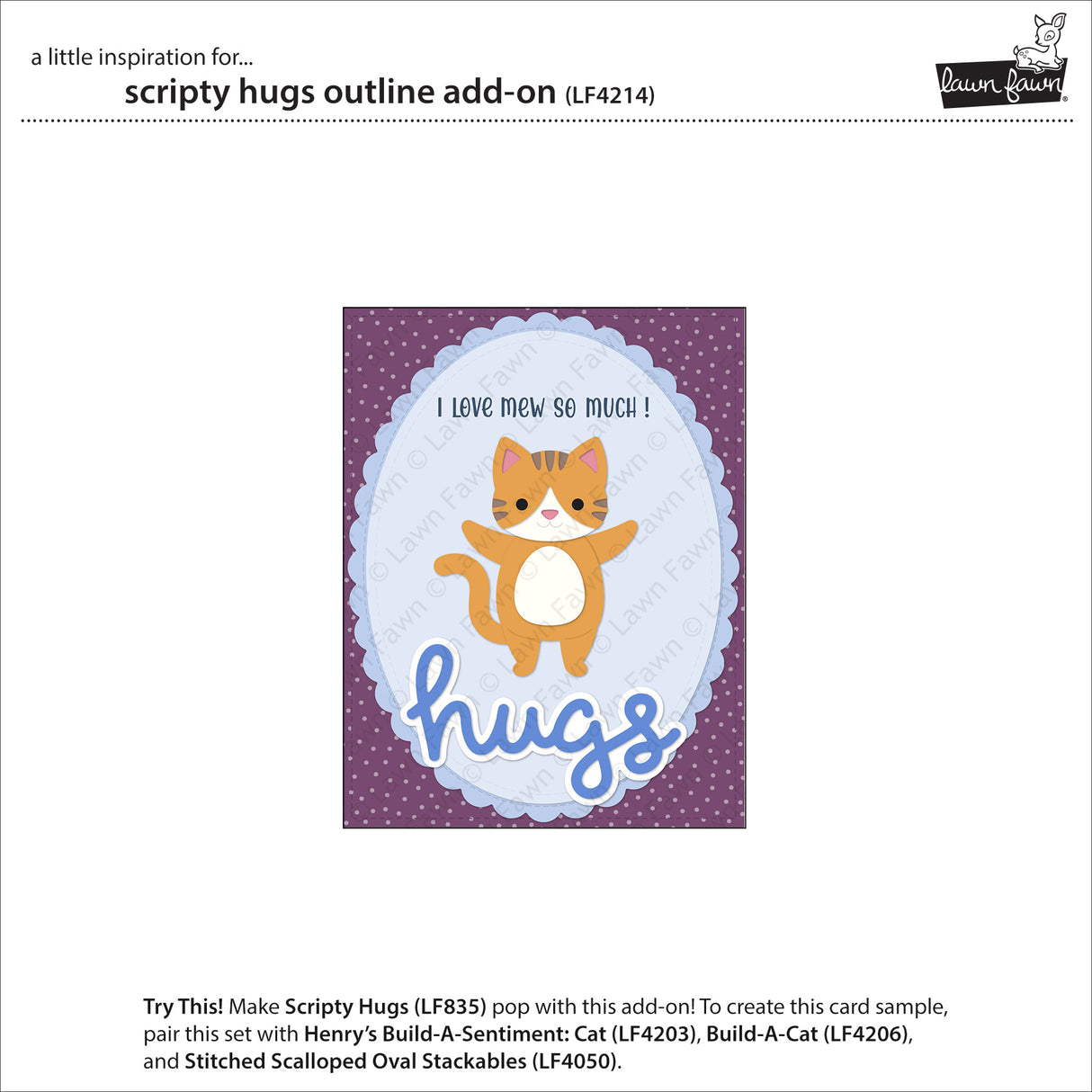 Lawn Fawn Scripty Hugs Outline Add-On Die - LF4214