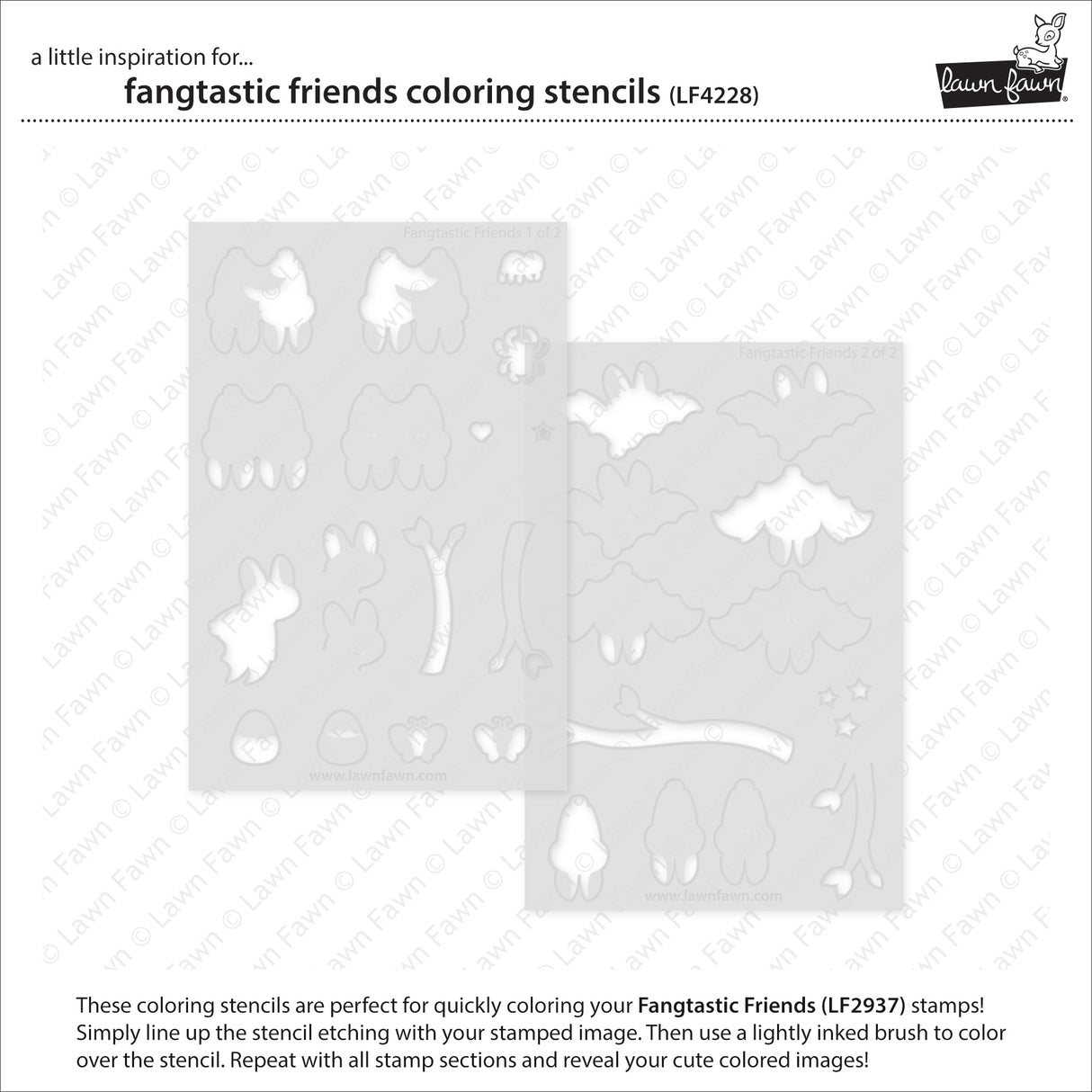 Lawn Fawn Fangtastic Friends Coloring Stencils - LF4228
