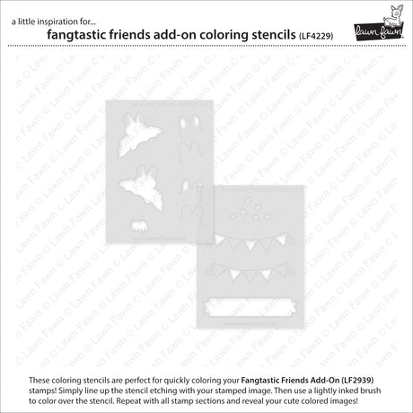 Lawn Fawn Fangtastic Friends Add-On Coloring Stencils - LF4229