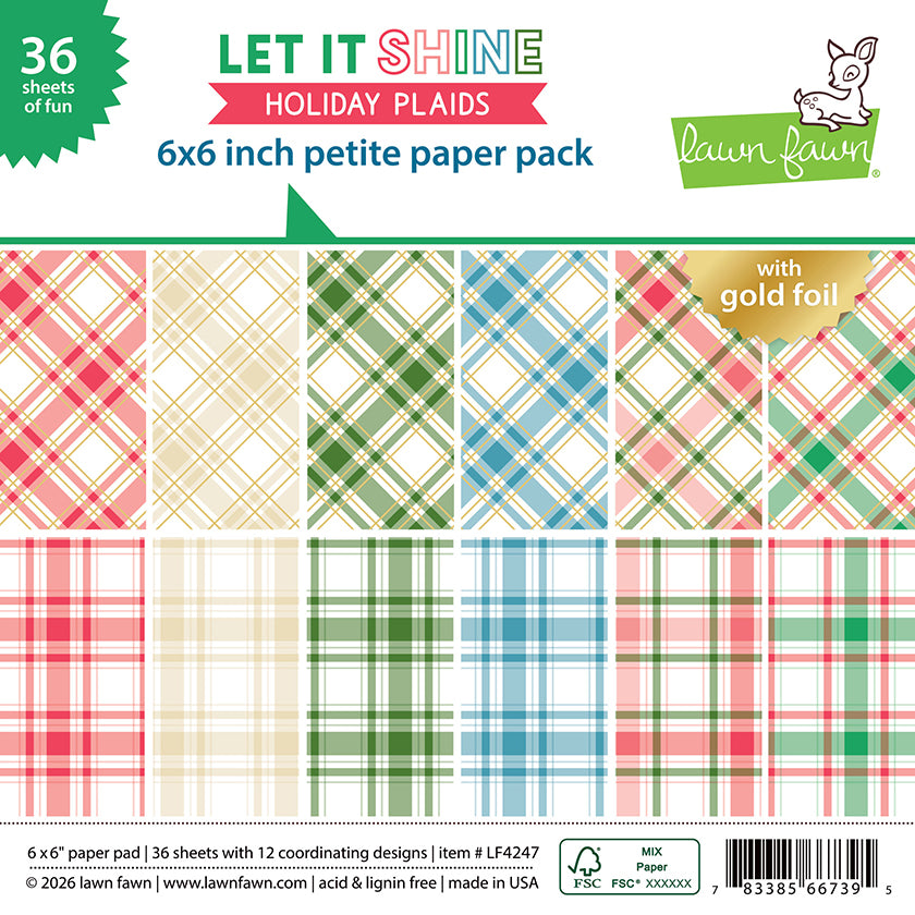 Lawn Fawn LF4247 - Paper - Let It Shine Holiday Plaids - Petite Paper Pack