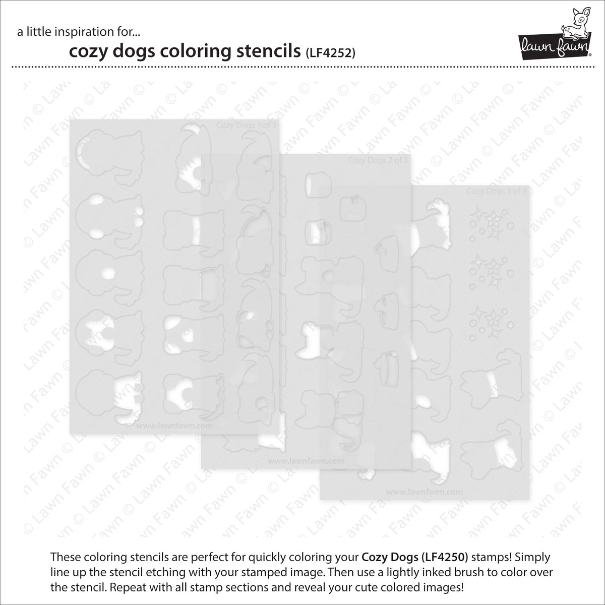 Lawn Fawn LF4252 - Lawn Clippings - Cozy Dogs Coloring Stencil