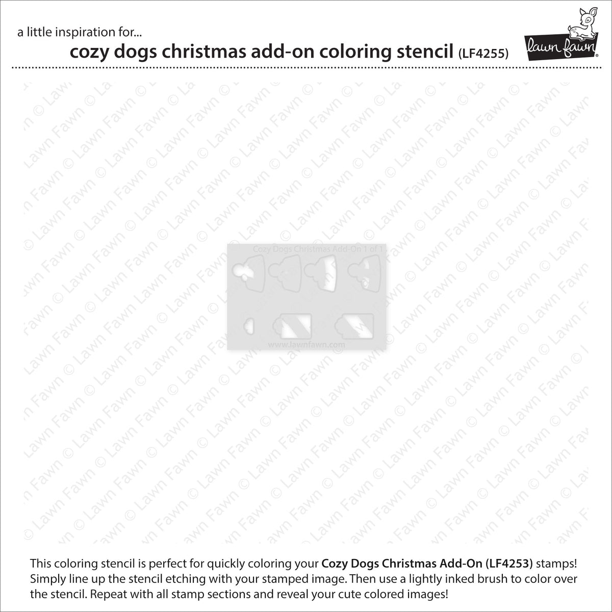Lawn Fawn LF4255 - Lawn Clippings - Cozy Dogs Christmas Add-On Coloring Stencils