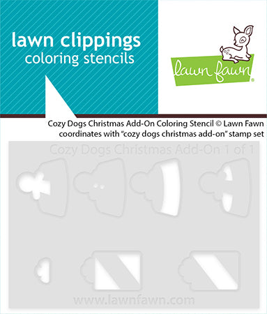 Lawn Fawn LF4255 - Lawn Clippings - Cozy Dogs Christmas Add-On Coloring Stencils