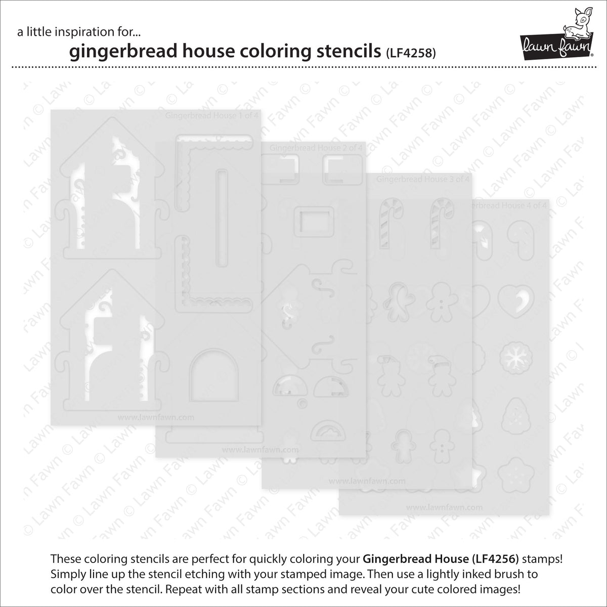 Lawn Fawn LF4258 - Lawn Clippings - Gingerbread House Coloring Stencils