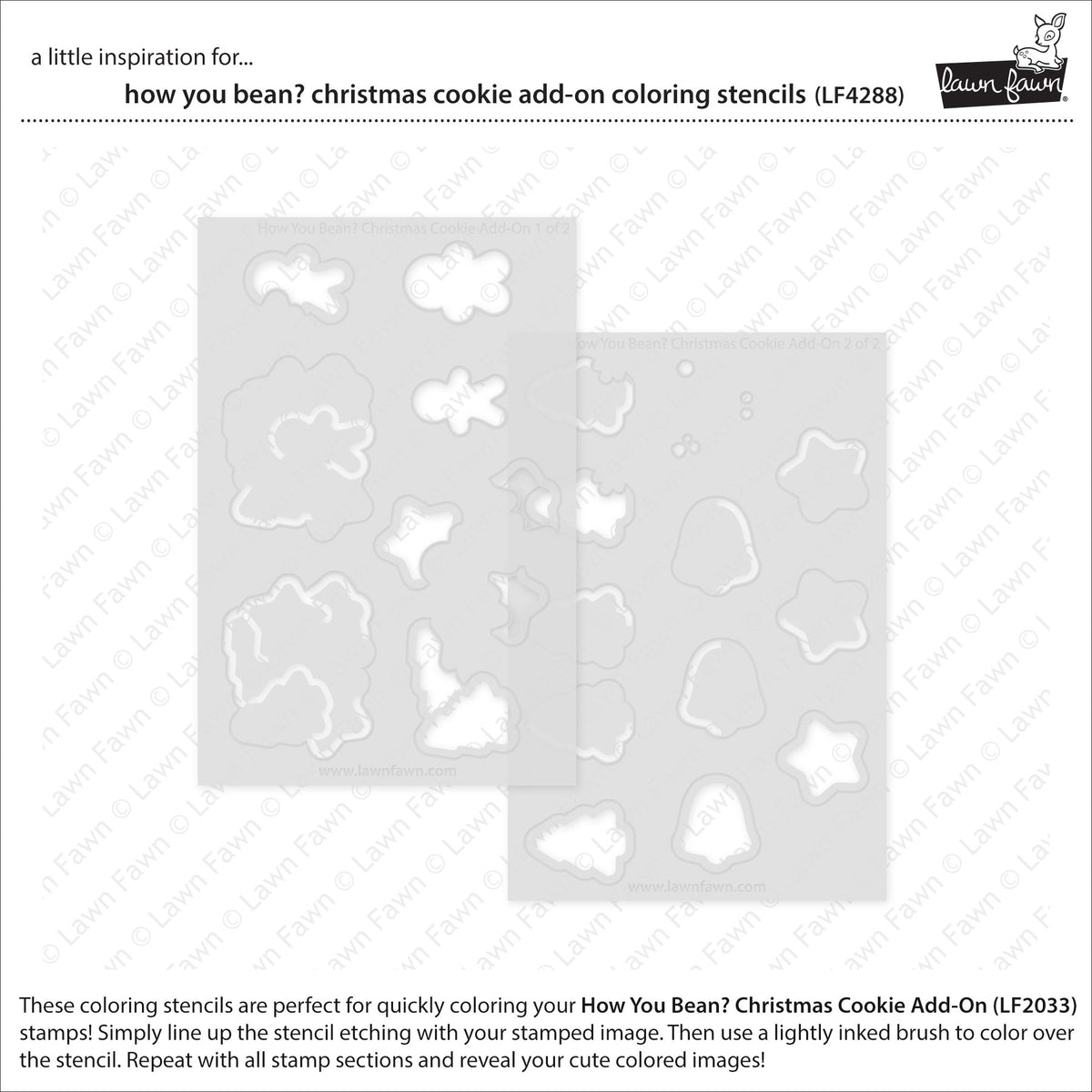 Lawn Fawn LF4288 - Lawn Clippings - How You Bean? Christmas Cookie Add-On Coloring Stencils