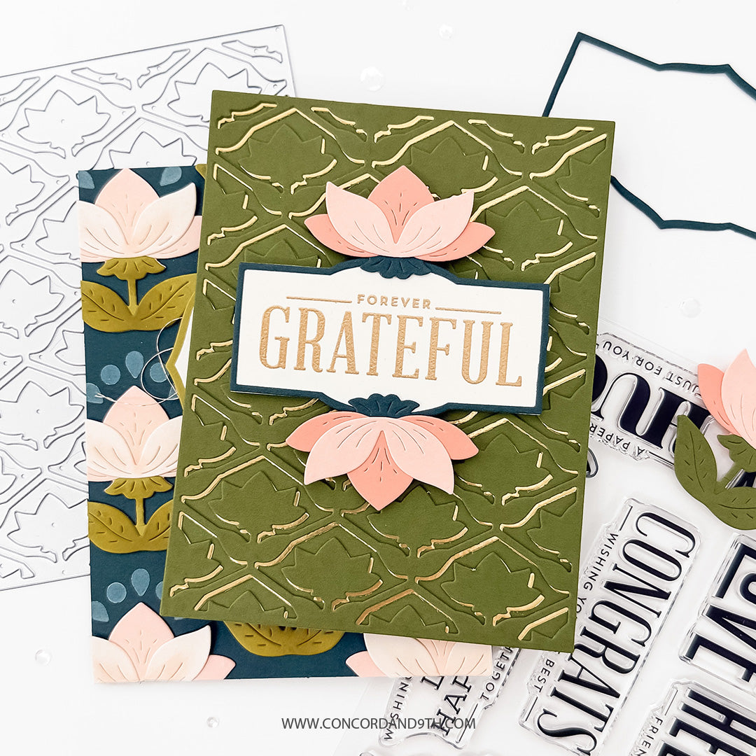 Concord & 9th Layered Lotus Stamp Set  (4 x 4) & Die Bundle