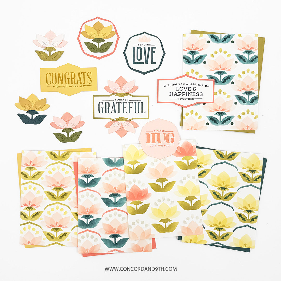 Concord & 9th Layered Lotus Stamp Set  (4 x 4) & Die Bundle
