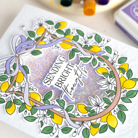 Pinkfresh Studio Lemon Blossom Crest Stamp / die/ Stencil Bundle