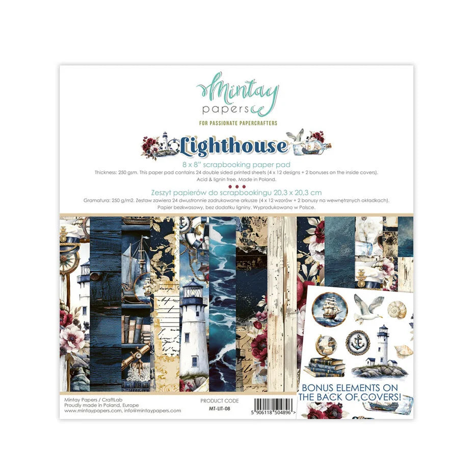 Mintay Lighthouse 8x8 Inch Scrapbooking Paper Pad (MT-LIT-08)