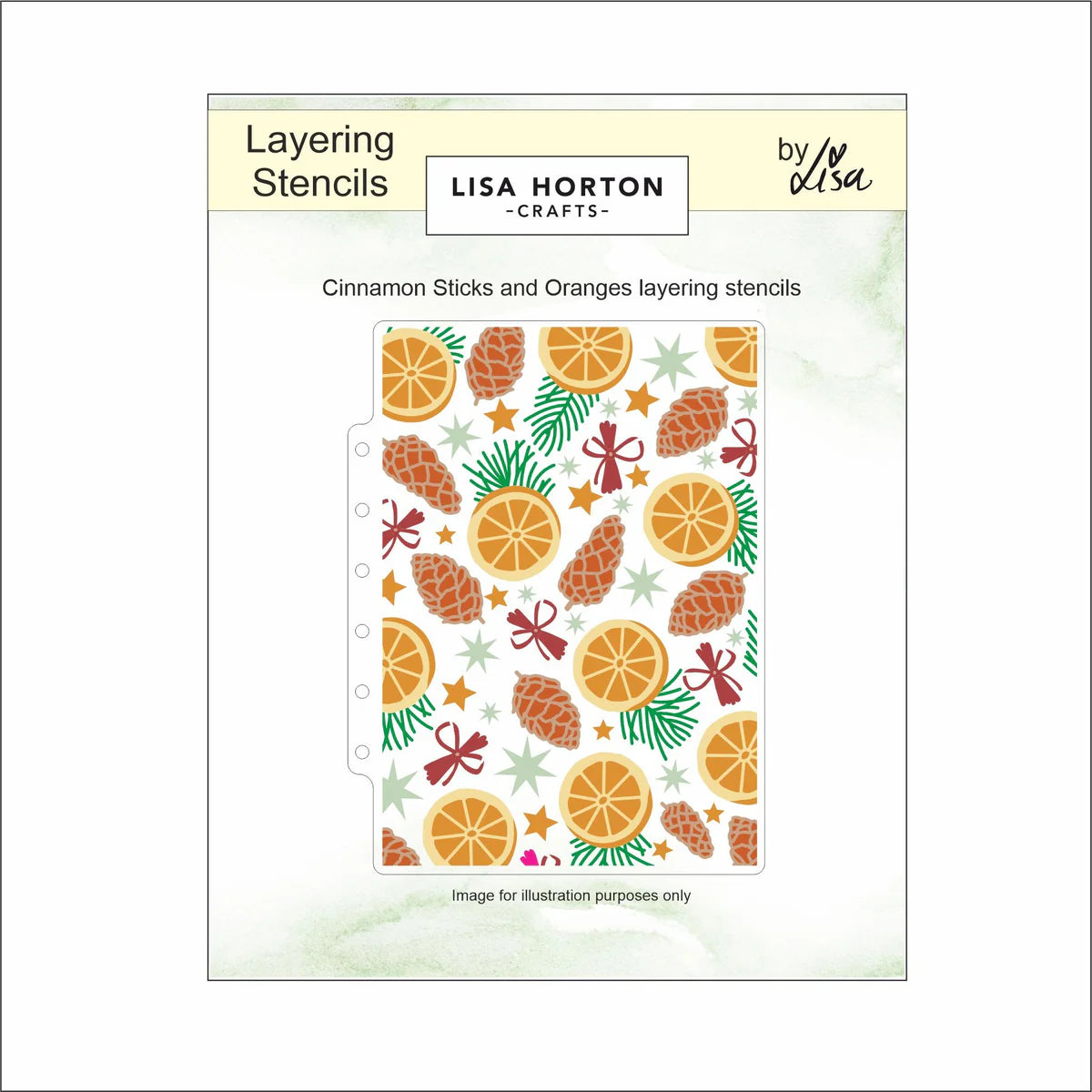 Lisa Horton Crafts Cinnamon Sticks and Oranges 5" x 7" Layering Stencils