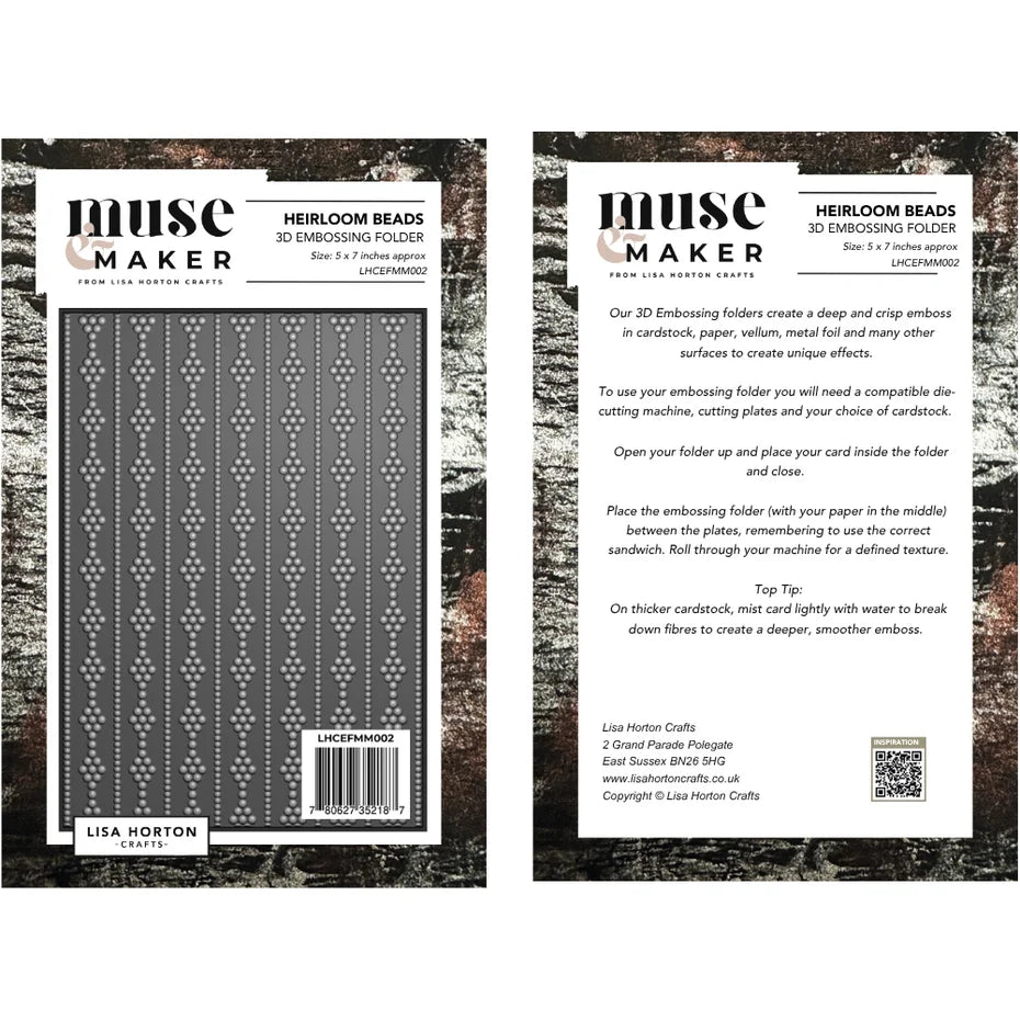 Lisa Horton Crafts Muse & Maker 3D Embossing Folder Heirloom Beads - LHCEFMM002