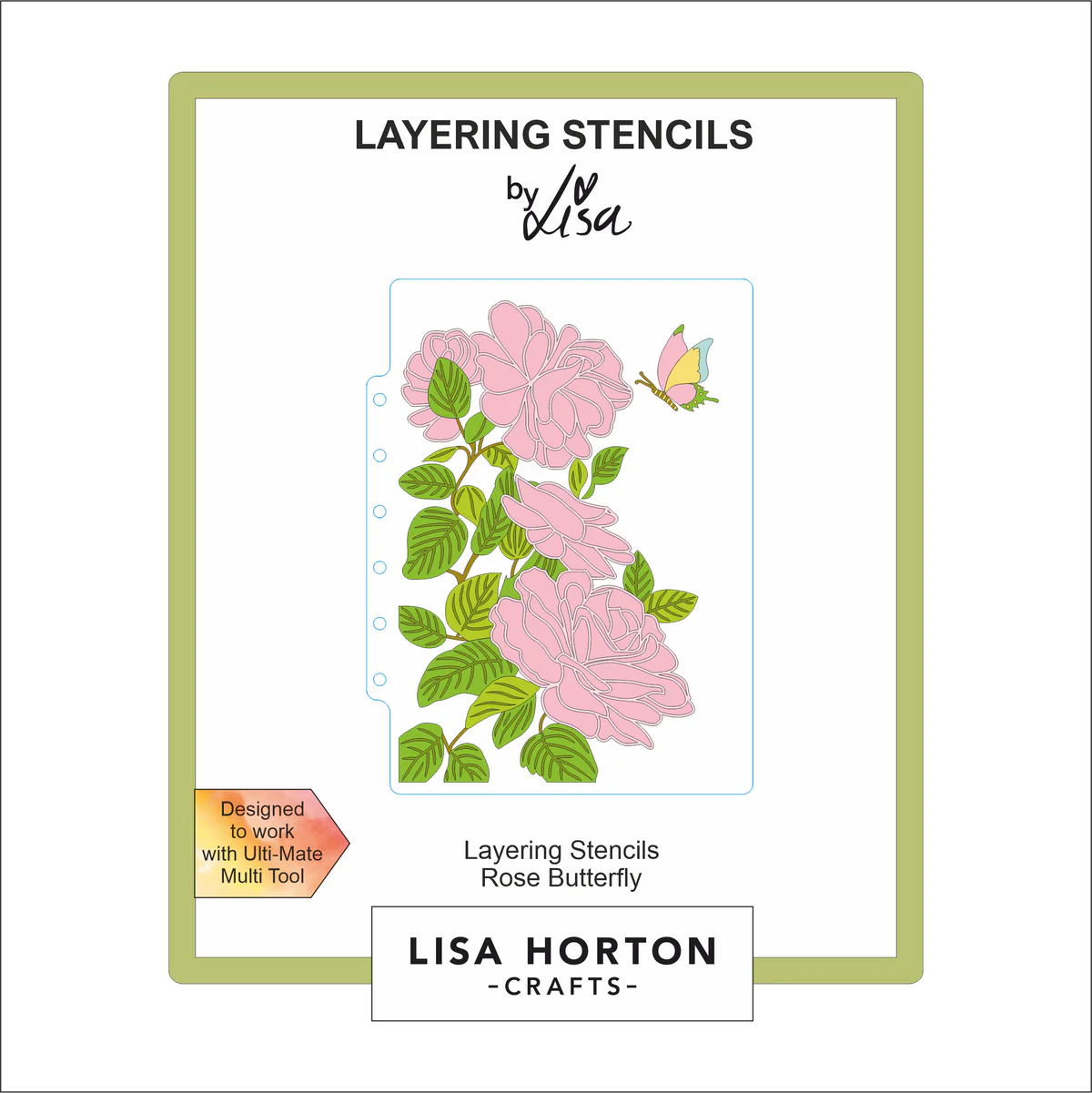 Lisa Horton Crafts Rose Butterfly 5x7 Layering Stencils