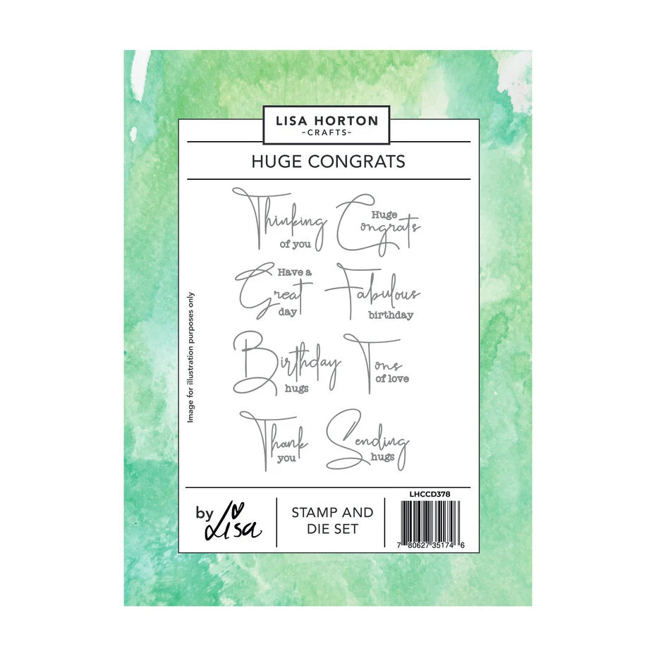 Lisa Horton Crafts Stamp and Die Set Huge Congratulations - LHCCD378