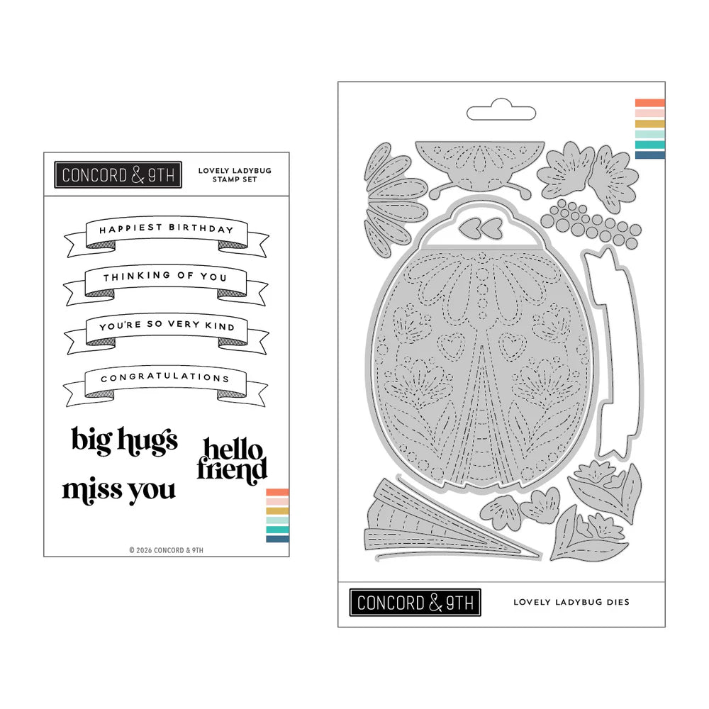 Concord & 9th Lovely Ladybug Stamp Set & Die Bundle