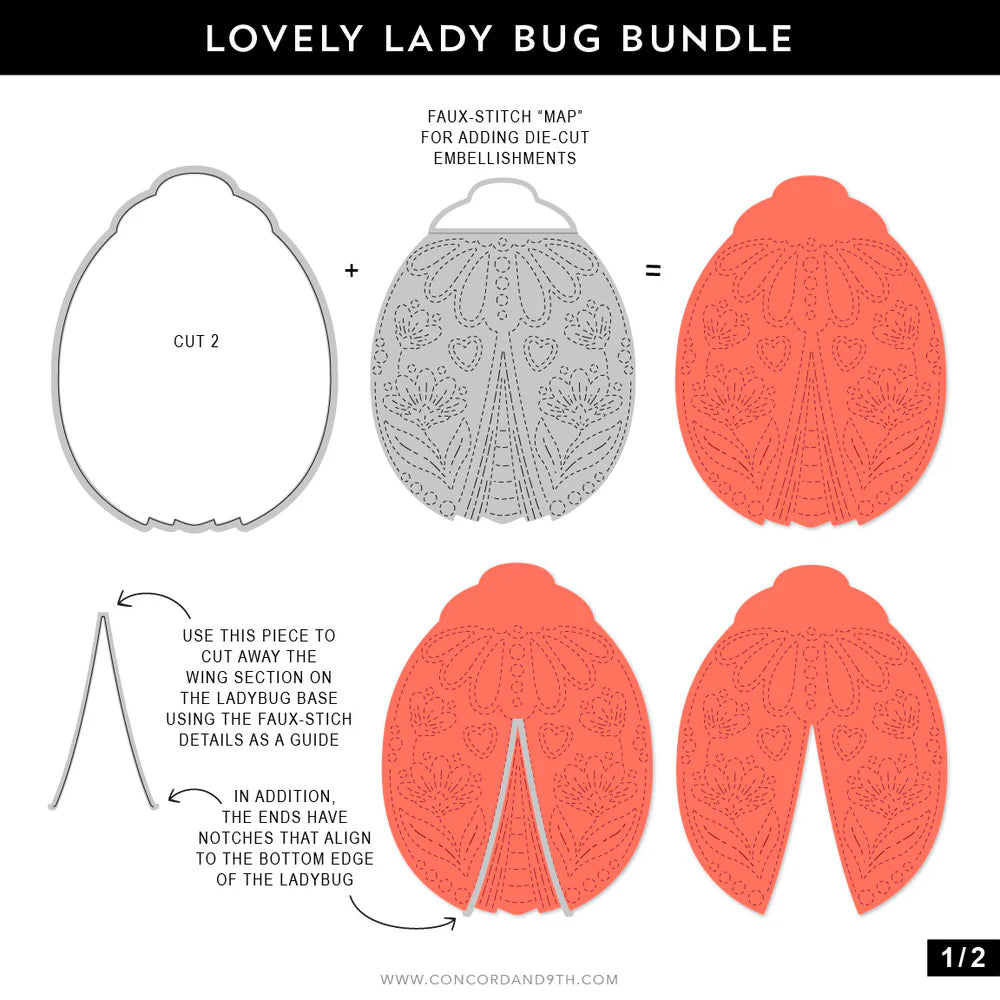 Concord & 9th Lovely Ladybug Stamp Set & Die Bundle
