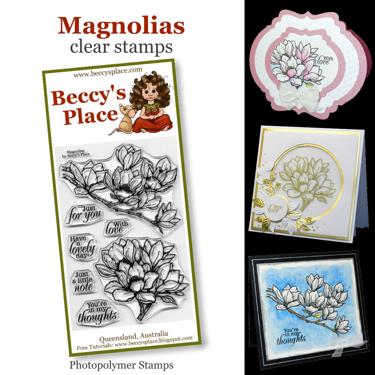 Beccy's Place Magnolias clear stamps