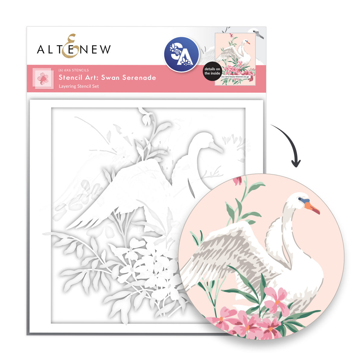 Altenew Stencil Art: Swan Serenade Layering Stencil Set (6 in 1)