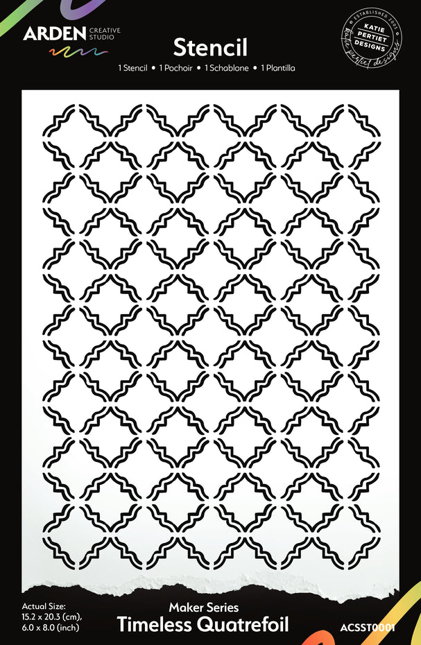 Arden Creative Studio Maker Series 6x8 Inch Stencil - Timeless Quatrefoil (ACSST0001)