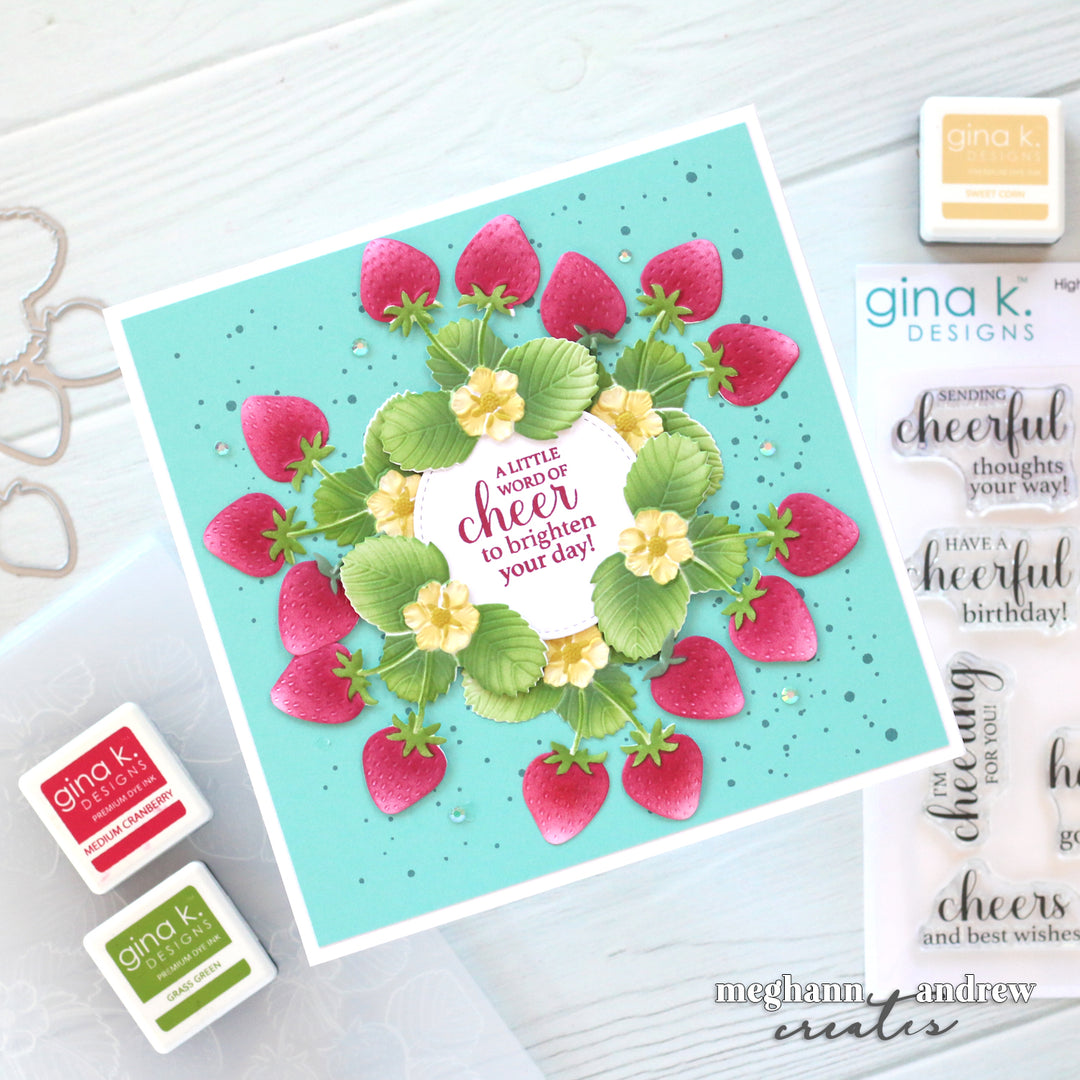Gina K Designs BUNDLE- Strawberry Harvest 3D Embossing Folder, Die and Stencil