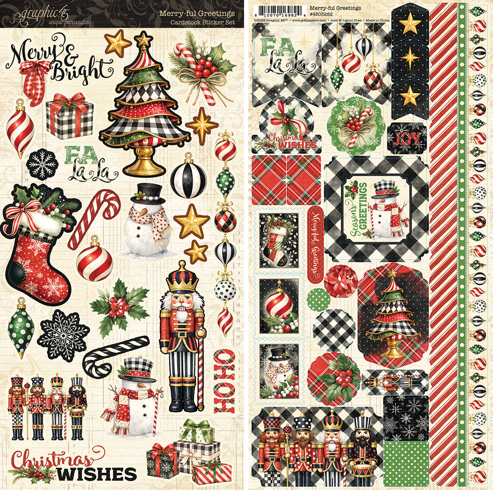 Graphic 45 Merry-ful Greetings Sticker Set - 4503282