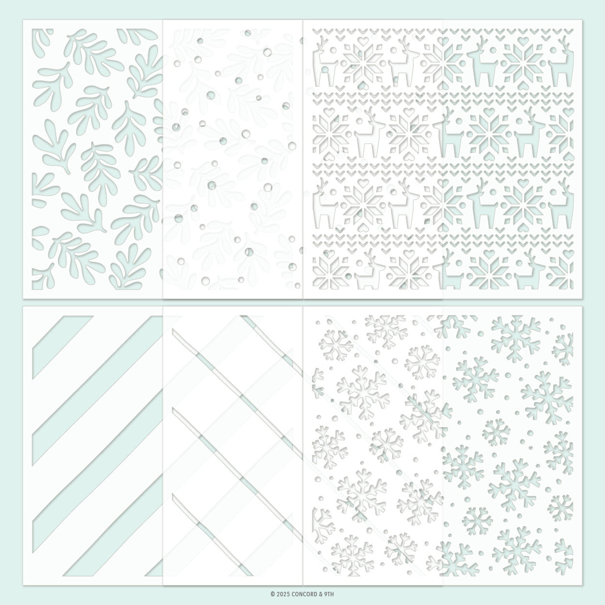 Concord & 9th Merry Mix Stencil Pack (6 qty; 6 x 6)