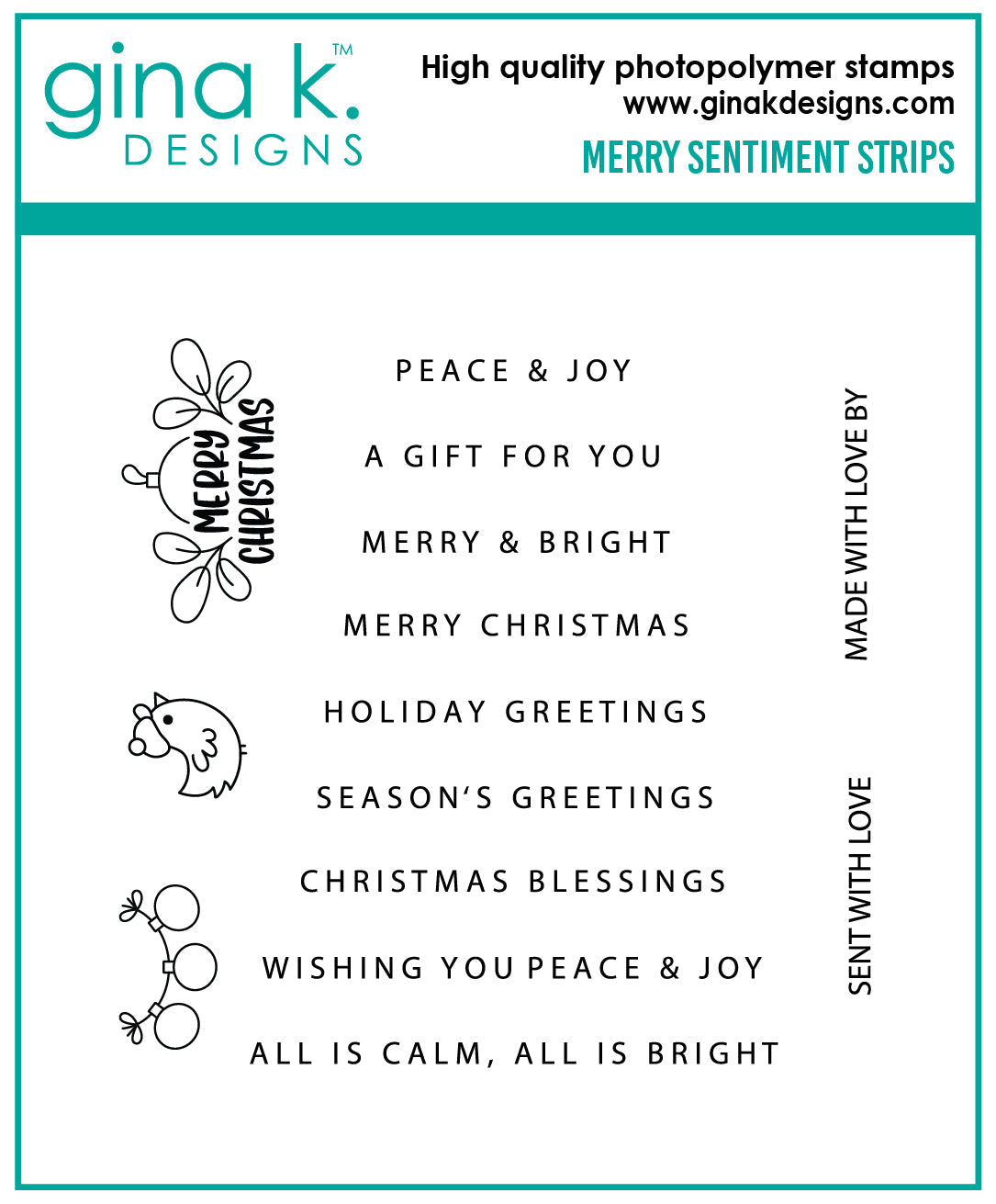 Gina K Designs STAMPS- Merry Sentiment Strips