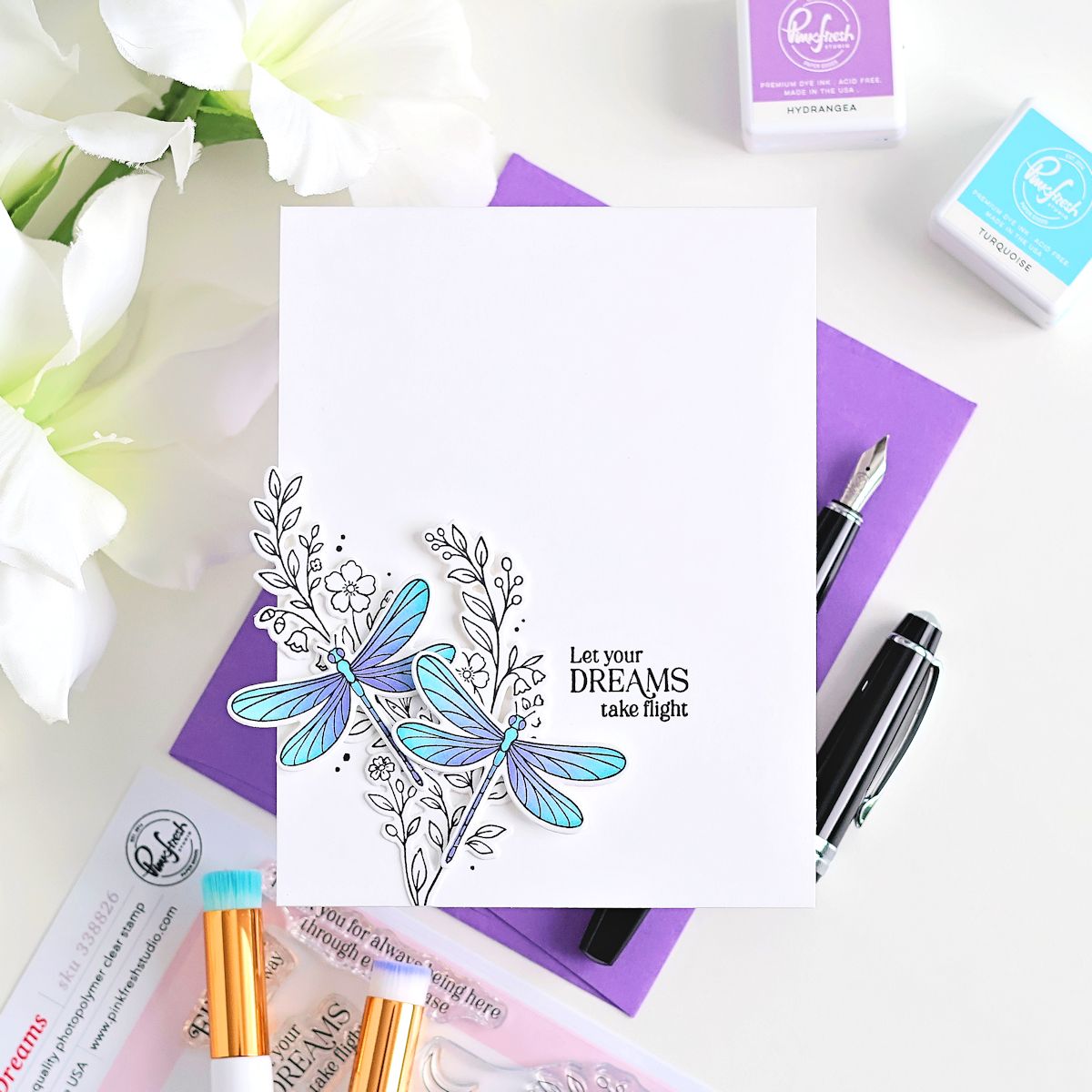 Pinkfresh Studio Dragonfly Dreams stencil stamp and die