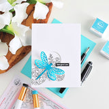 Pinkfresh Studio Dragonfly Floral Frame Coverplate Die & Stencil Bundle