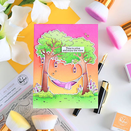 Pinkfresh Studio Peaceful Pause Cling Stamp/ Die/ Stencil Bundle