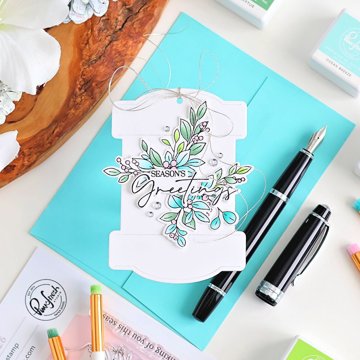 Pinkfresh Studio Seasonal Sprigs stamp die stencil washi bundle
