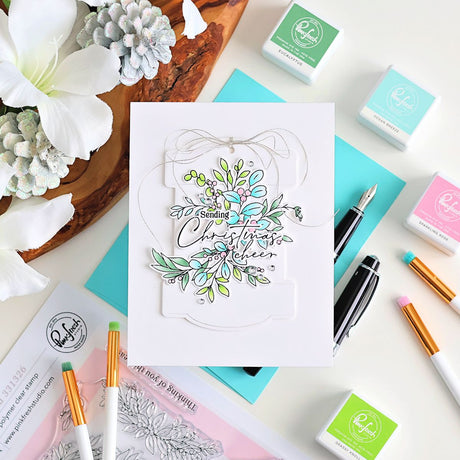 Pinkfresh Studio Festive Flourish stamp die stencil bundle