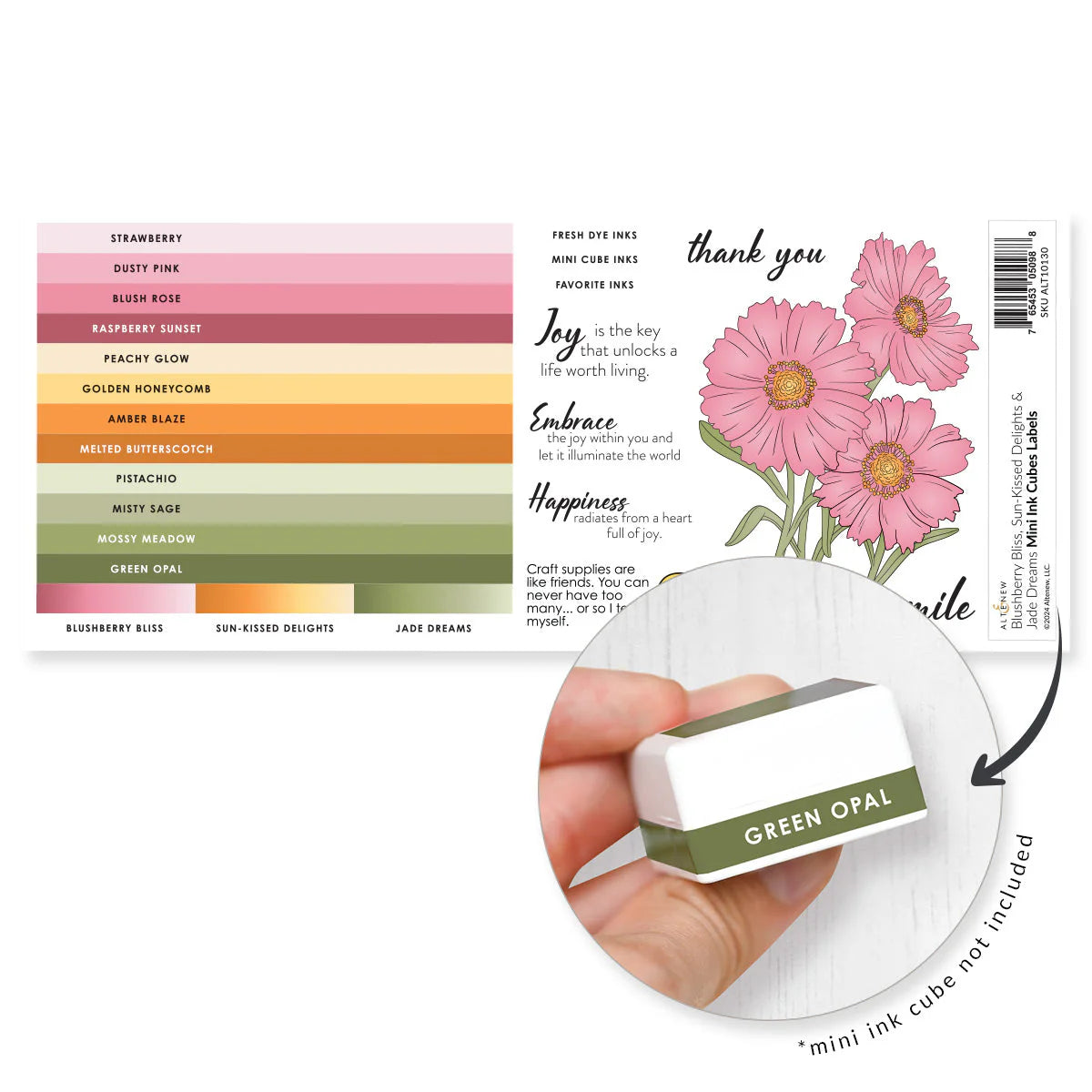 Altenew Mini Ink Cubes Label Set - Blushberry Bliss, Sun-Kissed Delights, Jade Dreams