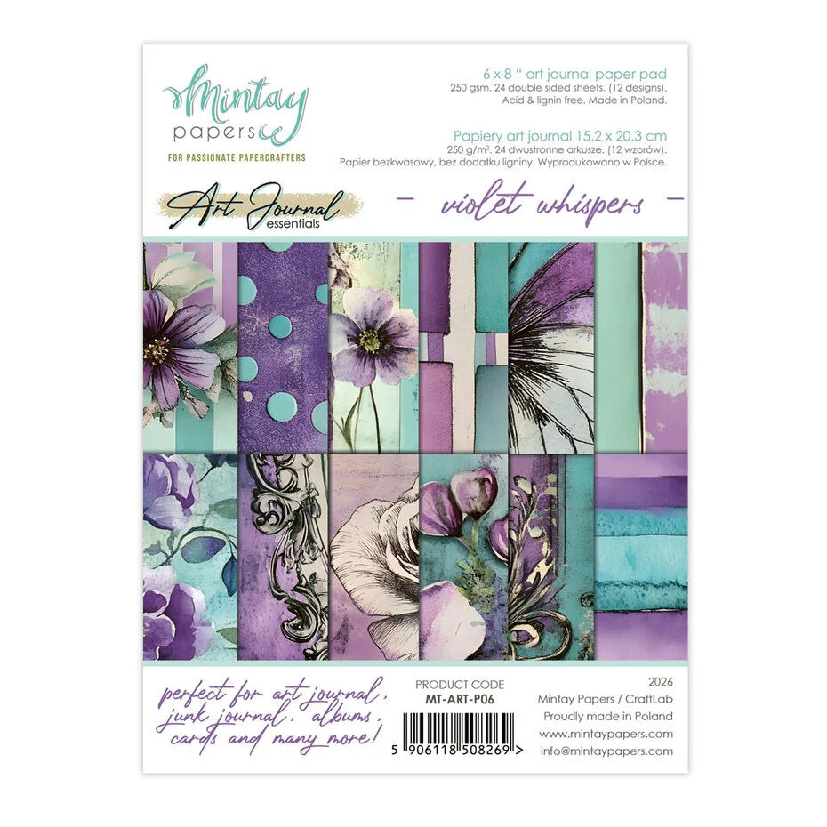 Mintay Art Journal Paper Pad 6x8 Inch Violet Whispers