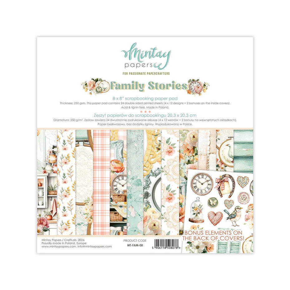Mintay Family Stories 8x8 Inch Scrapbooking Paper Set