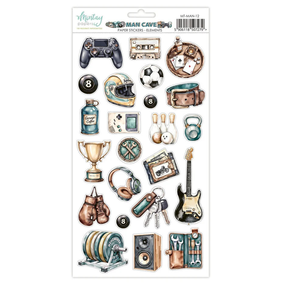 Mintay Man Cave 6x12 Inch Paper Stickers Elements (MT-MAN-12)