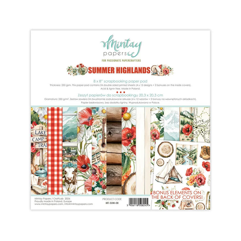 Mintay Summer Highlands 8x8 Inch Scrapbooking Paper Set