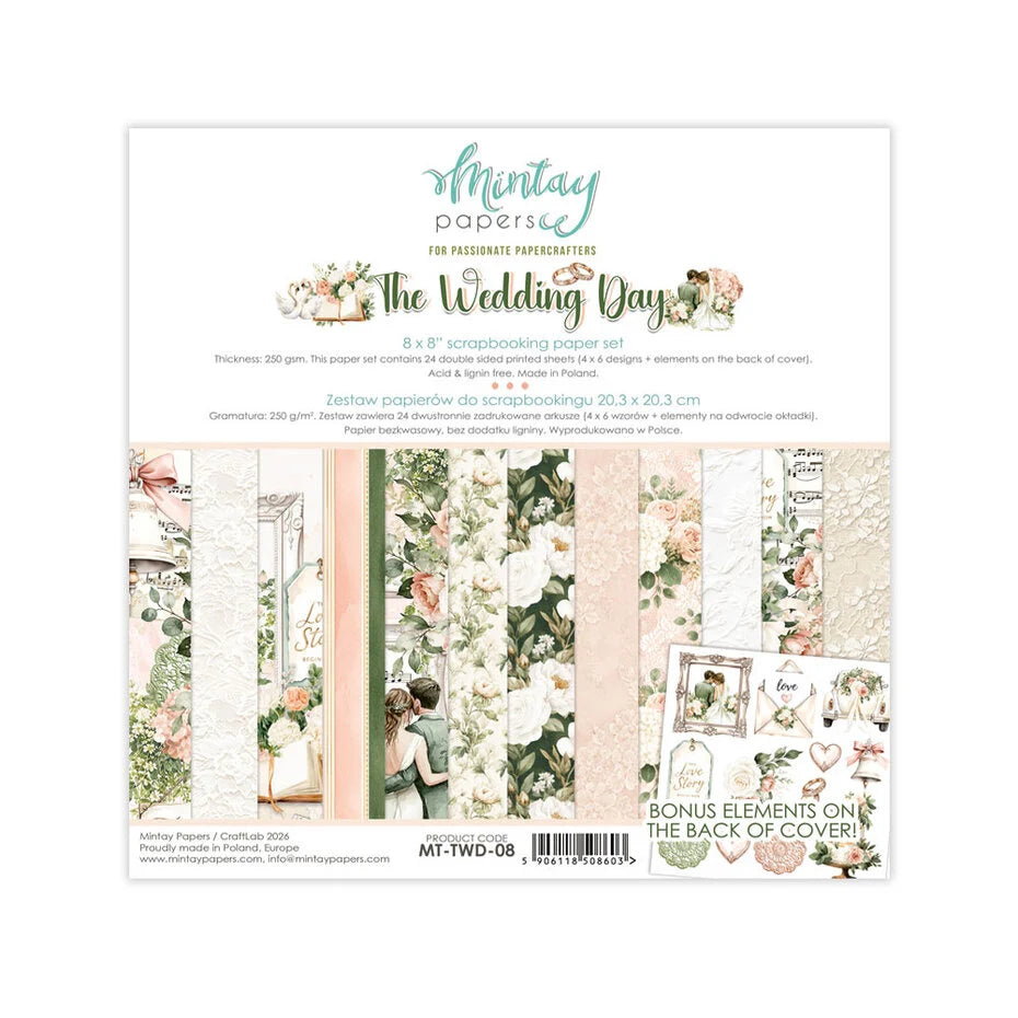 Mintay The Wedding Day 8x8 Inch Scrapbooking Paper Set - MT-TWD-08