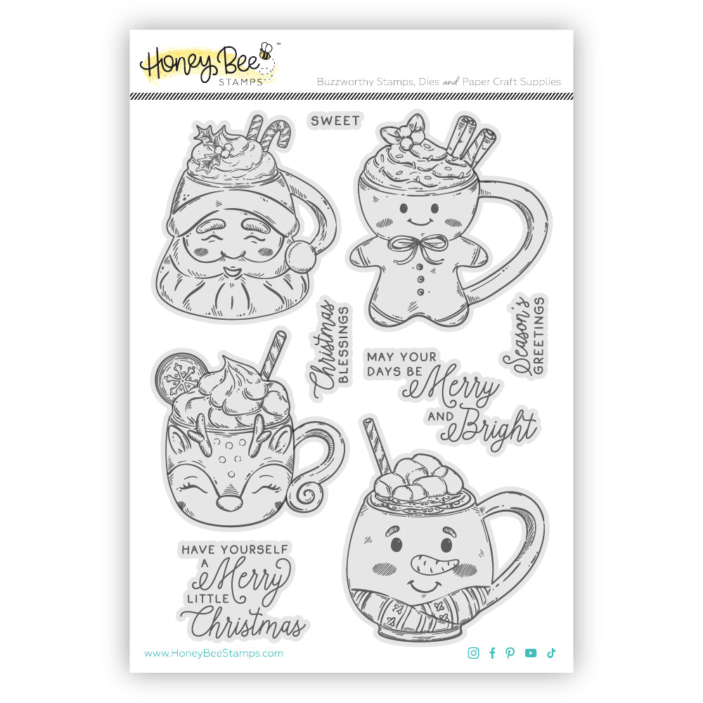 Honey Bee Stamps Sweet Season Mugs - 6"x 8" Rubber Cling Stamp Set/ Die Bundle